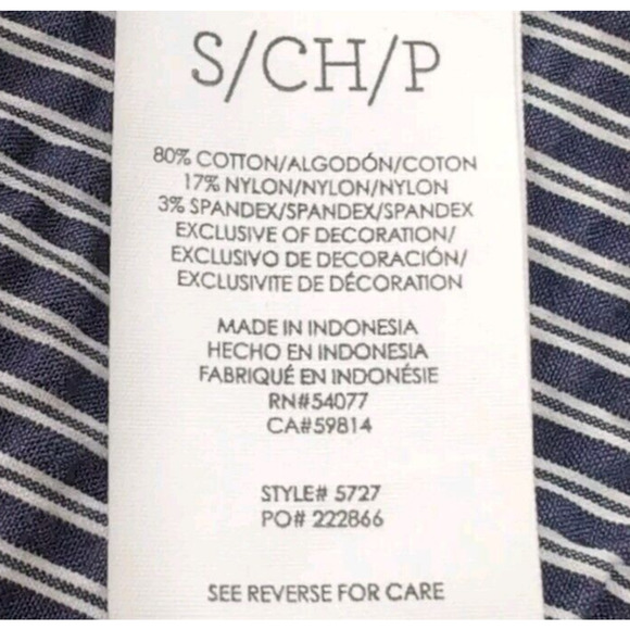 Cabi #5727 Top Blouse Women's Size S Small Navy White Seersucker Lace Cap Sleeve - Picture 8 of 15